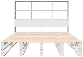 Cama com estante sem colchão 150x200 cm madeira maciça branco