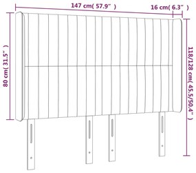 Cabeceira cama c/ abas veludo 147x16x118/128 cm cinzento-escuro