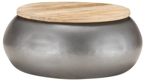 vidaXL Mesa de centro 68x68x30 cm madeira de mangueira maciça cinzento