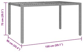 Conjunto de Jantar de Jardim vidaXL 7 Peças Preto em Rattan Poly