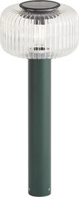 Balizador moderno para exterior verde com vidro canelado incluindo LED Solar IP65 - Ribble Mushroom