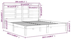 Estrutura de cama 200x200 cm madeira maciça branco