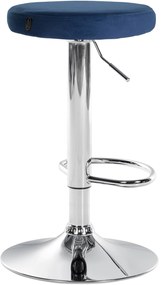 Banco de bar Ponte em veludo e com estrutura cromada 38,5 x 60-81 x 38,5 cm Azul