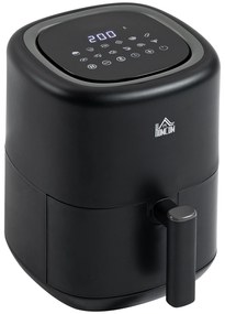 HOMCOM Fritadeira sem Óleo 3L Fritadeira de Ar Quente 1300W com 12 Programas Tela LED Tátil Temporizador Temperatura Ajustável e Cesta Antiaderente 29,5x23,8x30,3cm Preto