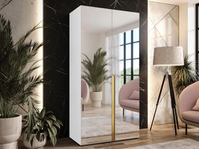 Roupeiro Hartford 589, Dourado, Branco, 202x100x52cm, 67.3 kg, Portas para roupeiro: Com dobradiças