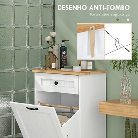 Móvel Auxiliar Casa de Banho Armário Casa de Banho com Gaveta Cesto para Roupa Móvel Casa de Banho Moderno 52x33x90 cm Branco