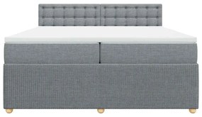 Cama com molas/colchão 200x200 cm tecido cinza-claro