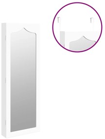 Móvel para joias de parede espelhado 37,5x10x106 cm branco