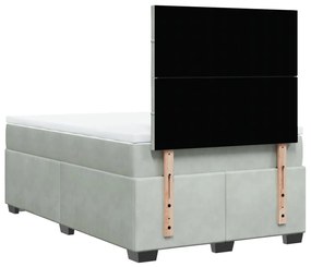 Cama boxspring com colchão 120x190 cm veludo cinzento-claro