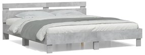 vidaXL Estrutura de cama c/ cabeceira derivados madeira cinza-cimento