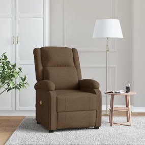 vidaXL Poltrona de massagens reclinável tecido castanho