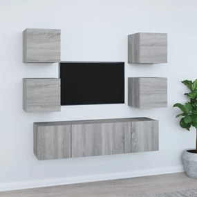 vidaXL Conjunto móveis de TV 6 pcs madeira processada sonoma cinza