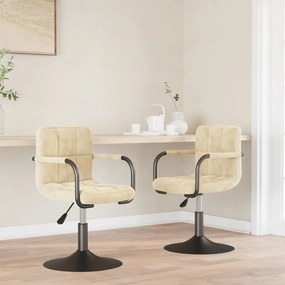 vidaXL Cadeiras de jantar giratórias 2 pcs veludo cor creme
