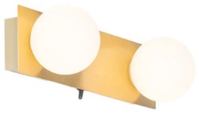 Candeeiro de parede dourado 28 cm IP44 2-luzes com interruptor - Cederic Moderno