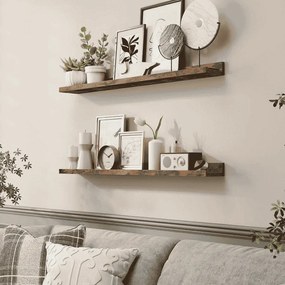 Conjunto de 2 prateleiras de parede 10 x 80 x 5/2 cm castanho vintage
