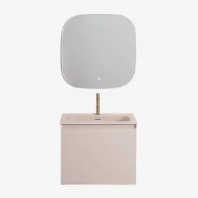 Conjunto De Móveis De Banheiro Em Madeira Macrae Com Pia Integrada Crema Linho & Quadrado Led E Anti-embaciamento 75x75 Cm Riben & - Sklum