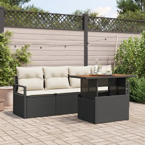 Conjunto de Sofá de Jardim vidaXL de 5 Peças com Almofadas Preto de Vi
