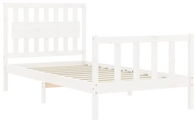 Estrutura de cama com cabeceira 100x200cm madeira maciça branco