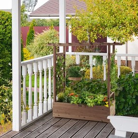 Floreira elevada com treliça para plantas em arco Furos de drenagem 100 x 44 x 113,5 cm castanha