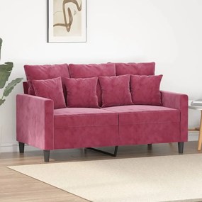 Sofá de 2 lugares veludo 120 cm vermelho tinto