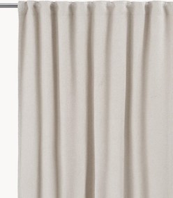 Cortinas opacas multi-banda em bouclé Gina, conjunto de 2, L 140 cm