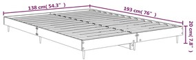 Estrutura de cama 135x190 cm derivados de madeira cinza sonoma