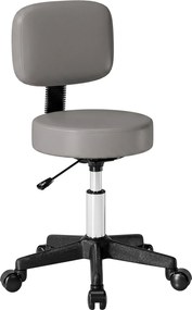 HOMCOM Banqueta de massagem com rodízios, altura regulável, giratória com encosto ergonômico cinza | Aosom Portugal