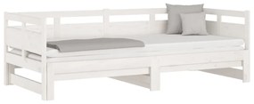 Estrutura sofá-cama de puxar 2x(80x200) cm pinho maciço branco