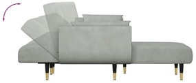 Sofá-cama em forma de L 275x140x70 cm veludo cinzento