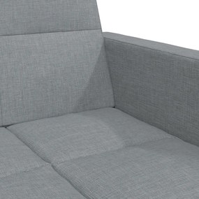 Sofá-cama de 2 lugares c/ apoio de pés tecido cinzento-claro