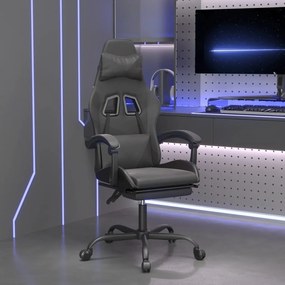vidaXL Cadeira gaming c/ apoio pés couro artificial preto