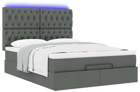 Estrutura cama otomana colchão 140x200cm tecido cinzento escuro