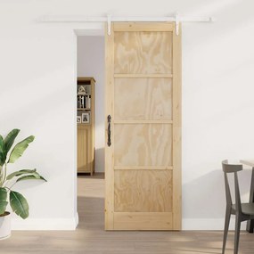 Porta Deslizante vidaXL com Conjunto de Hardware 78x211 cm Madeira Sólida de Pinho