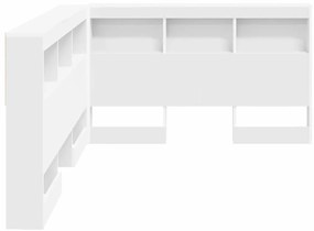 Cabeceira de armazenamento Branco 120 cm Madeira processada