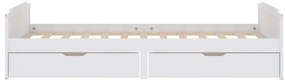 Estrutura de cama com gavetas 90x200 cm pinho maciço branco