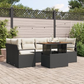 Conjunto de Sofá de Jardim vidaXL de 7 Peças com Almofadas de Vime Pol