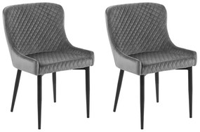 Conjunto de 2 cadeiras estofadas em veludo cinzento SOLANO Beliani