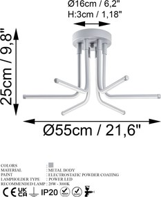 Candeeiro de Teto Leddaisy – Cinza – 55 x 25 x 55 cm