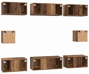 Conjunto de Estantes para TV 8 pcs Madeira antiga