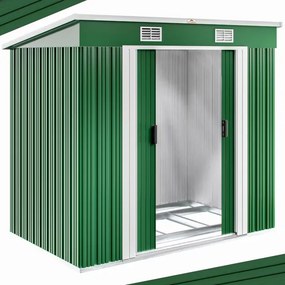 Abrigo de jardim em metal 196x122x180cm verde