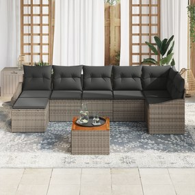 Conjunto de Sofá de Jardim de 8 Peças com Almofadas Cinza Polirattan A