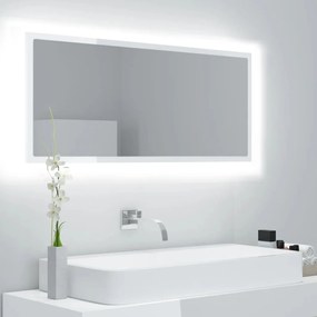 Espelho casa de banho LED 100x8,5x37 cm contrapl. branco brilh.