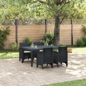 vidaXL Conjunto de Jantar de Jardim de 5 Peças com Almofadas Antracite Rattan Poliéster