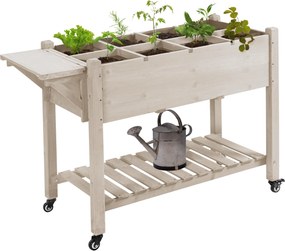 Floreira com pés - Horta sobre rodas - prateleira, prateleira rebatível, insertos de irrigação, feltro de drenagem 123 x 54 x 87 cm