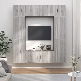 vidaXL Conjunto móveis de TV 8 pcs madeira processada sonoma cinza