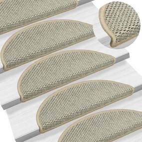 Tapetes escada adesivos aspeto sisal 15 pcs verde-claro