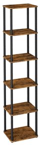Estante com 6 prateleiras e montagem sem ferramentas 23,8 x 38 x 173,4 cm Castanho vintage + Preto