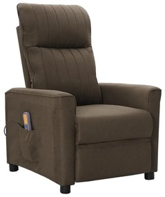 vidaXL Poltrona de massagens reclinável tecido castanho