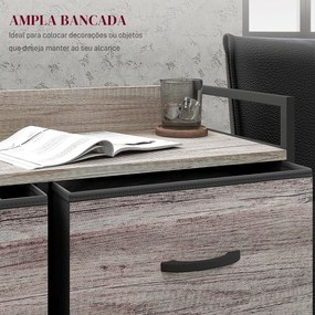 Cómoda com 6 Gavetas Dobráveis de Tecido Estrutura de Aço e Estilo Industrial 79x29x85 cm Cinzento