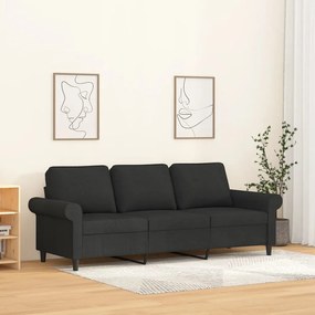 vidaXL Sofá de 3 lugares tecido 180 cm preto